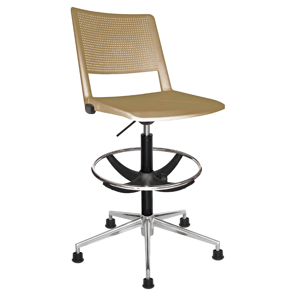 Silla de oficina secretarial OFFIHO Revolution OHS-86AL con base estrella cromada de aluminio y asiento de polipropileno