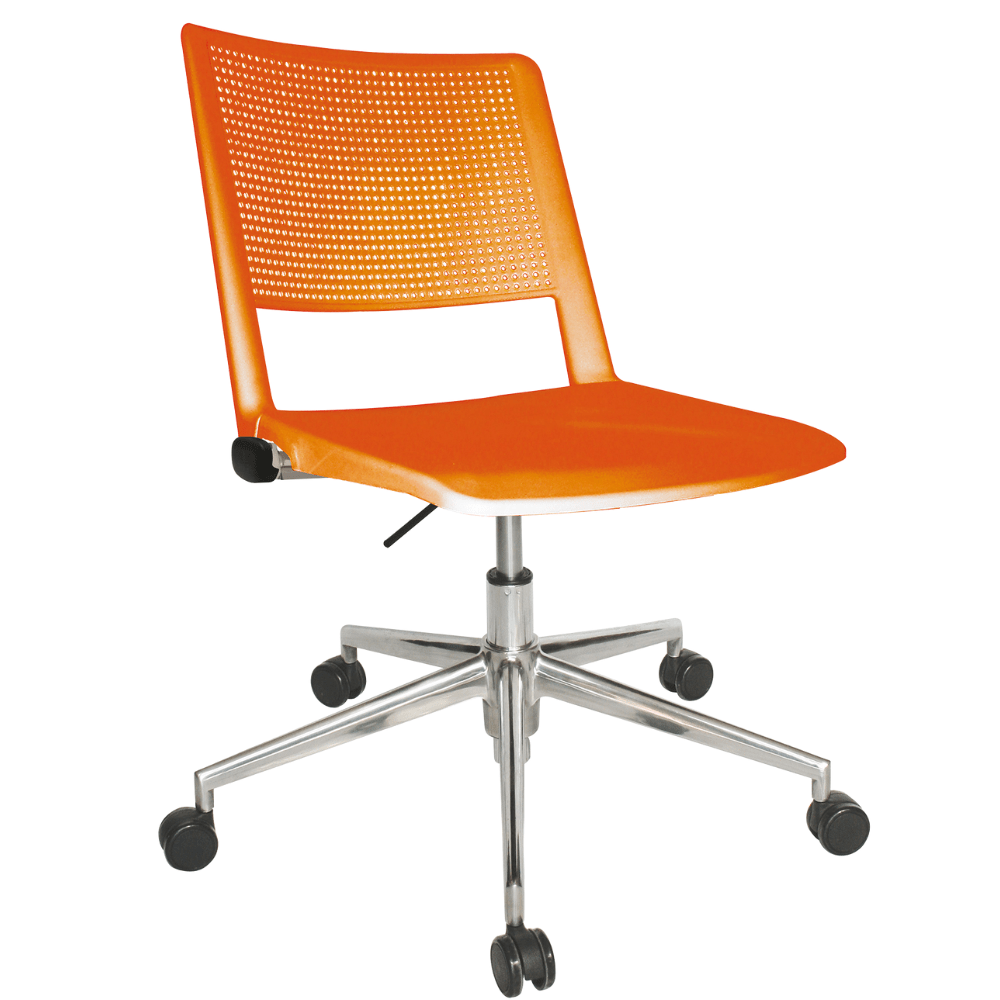 Silla de oficina secretarial OFFIHO Revolution OHS-86AL con base estrella cromada de aluminio y asiento de polipropileno