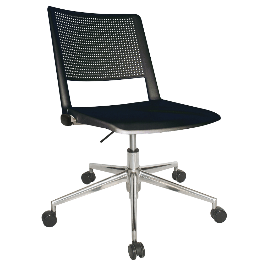 Silla de oficina secretarial OFFIHO Revolution OHS-86AL con base estrella cromada de aluminio y asiento de polipropileno