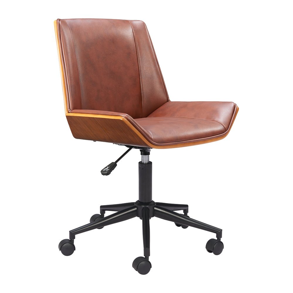 Silla de Oficina Secretarial para Centro de Cómputo - ZUO MAKER - Varios Colores - Asiento y Respaldo Tapizados en Piel Sintética - 110567 - Zuo - NOGAL BEAT - Silla Secretarial