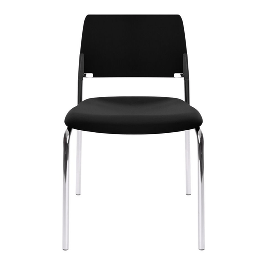 Silla de visita Gersa E-39500 con estructura cromada, respaldo en polipropileno y asiento tapizado
