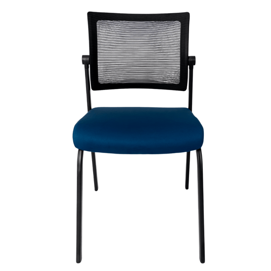 Silla de visita GERSA E-50550 con respaldo en malla negra, asiento tapizado y estructura metálica