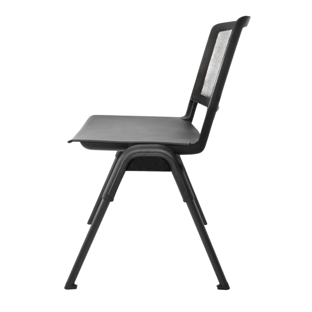 Silla de visita GERSA KITA E-50658 negra con respaldo de malla, asiento de plástico y base metálica