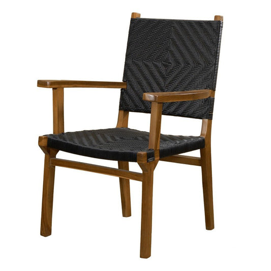 Silla de Terraza para Hotel - NOGAL BEAT MATÍAS - Varios Colores - Madera Teca y Polyrattan - SILLA MATÍAS Negro - CAMCO - NOGAL BEAT - Silla de Terraza