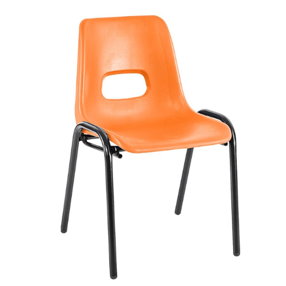 Silla escolar ALBAR PL-15 con estructura tubular negra y asiento y respaldo de polipropileno en una sola pieza
