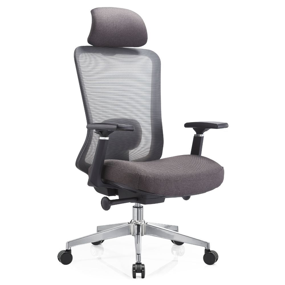 Silla ejecutiva GERSA BIO-A Cromada con respaldo en malla y base cromada de rodajas de nylon.