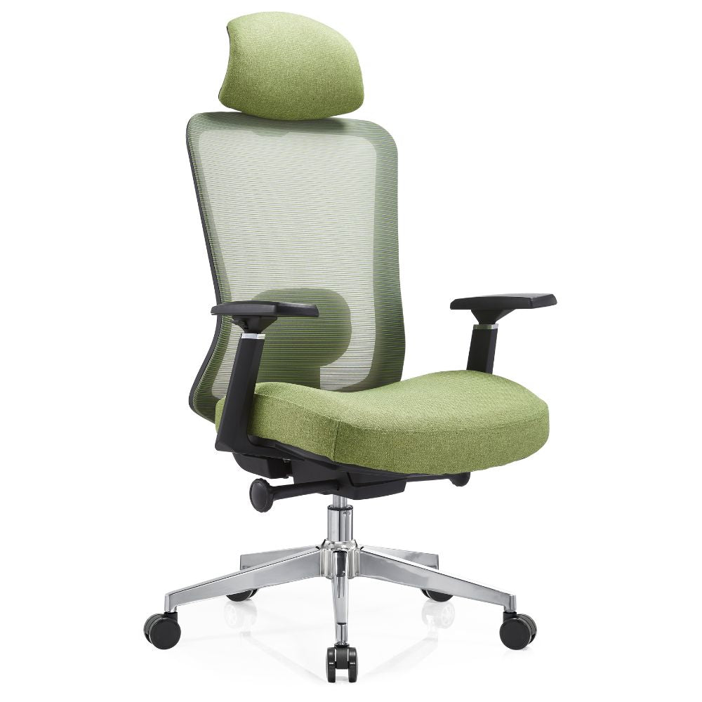 Silla ejecutiva GERSA BIO-A Cromada con respaldo en malla y base cromada de rodajas de nylon.