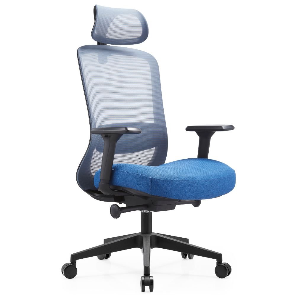 Silla ejecutiva GERSA CATHY A NYLON con respaldo en malla, cabecera ajustable y brazos 3D.