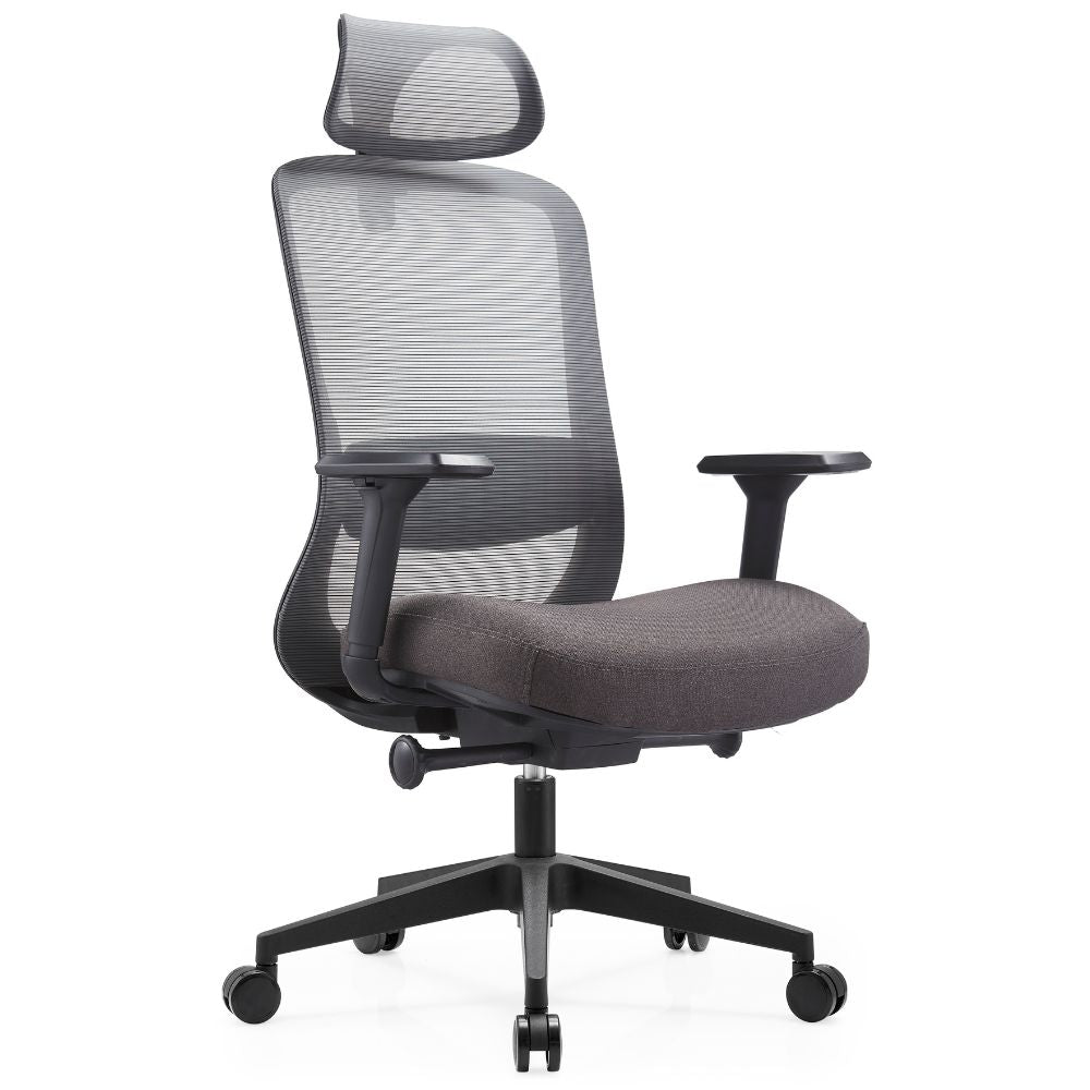 Silla ejecutiva GERSA CATHY A NYLON con respaldo en malla, cabecera ajustable y brazos 3D.
