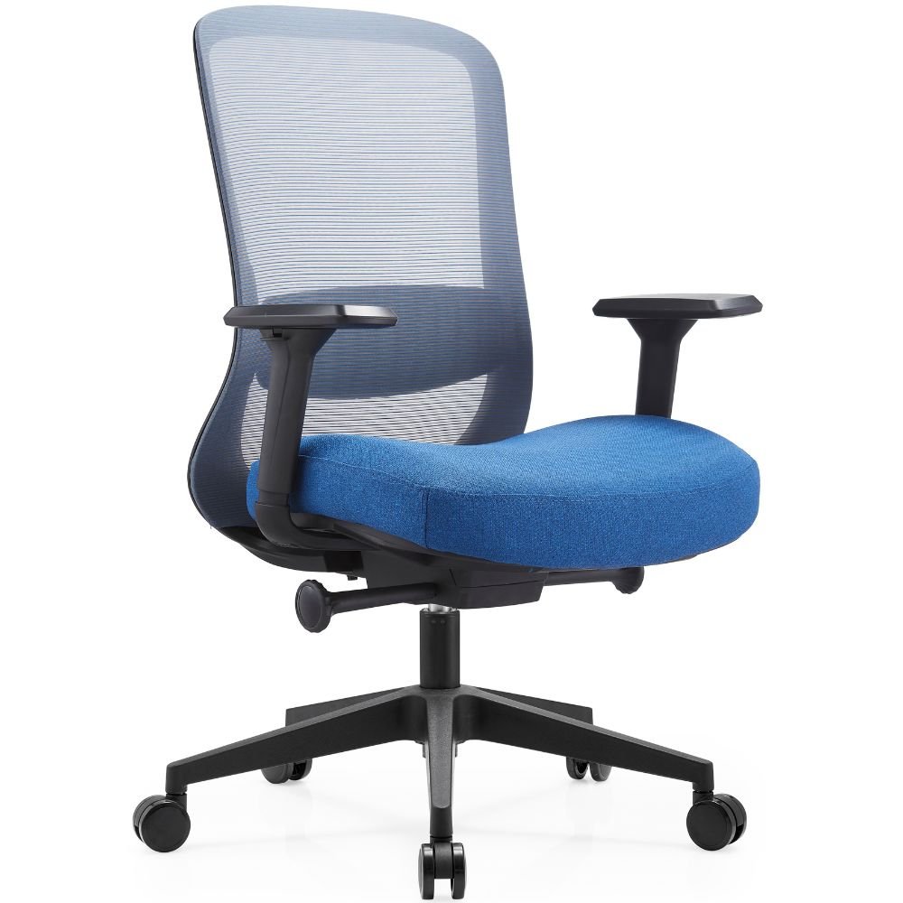 Silla de oficina operativa Gersa Cathy con respaldo en mesh, asiento tapizado, brazos ajustables y base de nylon