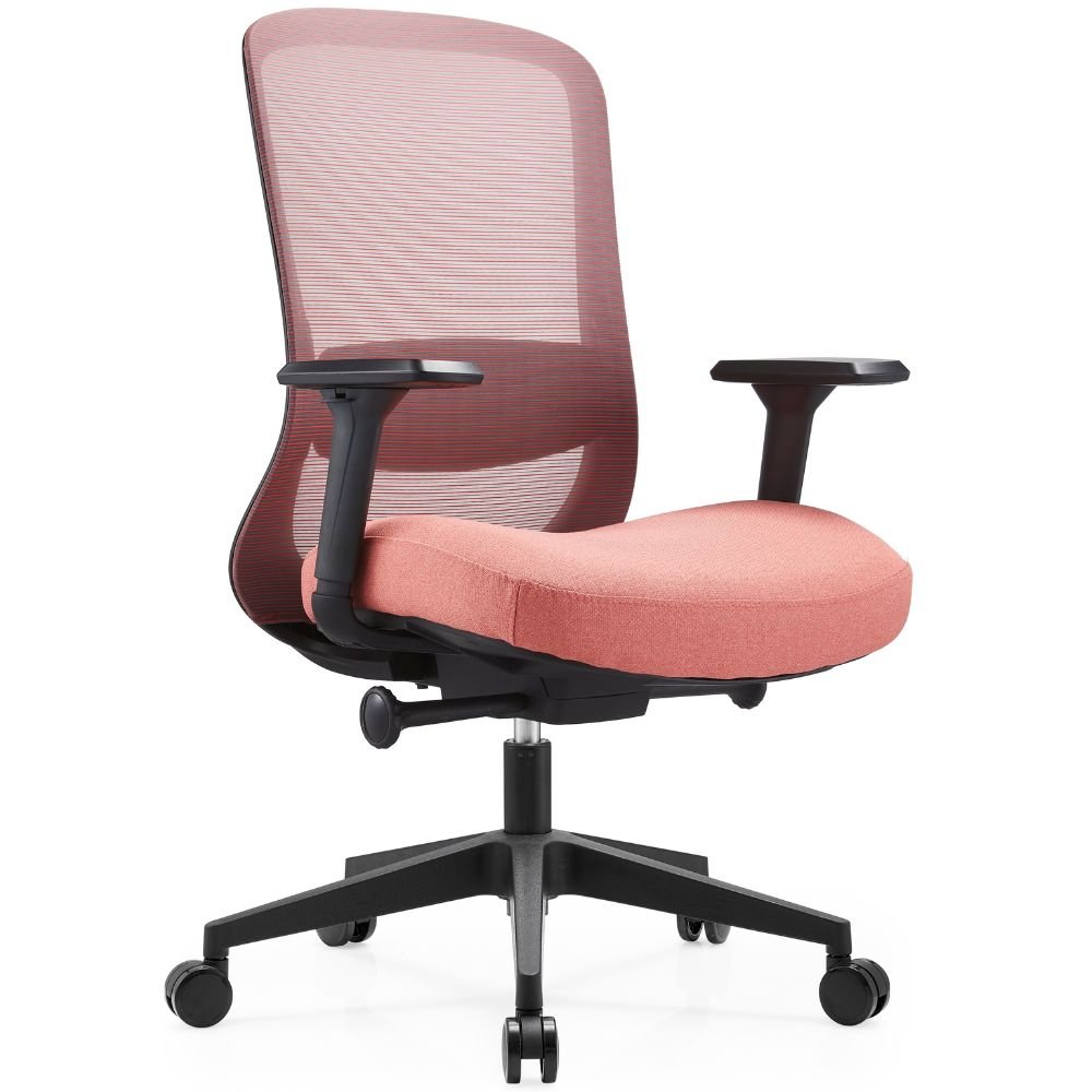 Silla de oficina operativa Gersa Cathy con respaldo en mesh, asiento tapizado, brazos ajustables y base de nylon