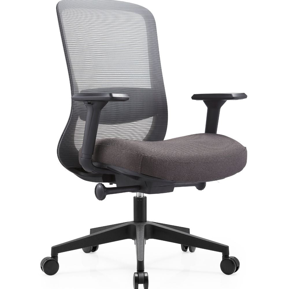Silla de oficina operativa Gersa Cathy con respaldo en mesh, asiento tapizado, brazos ajustables y base de nylon