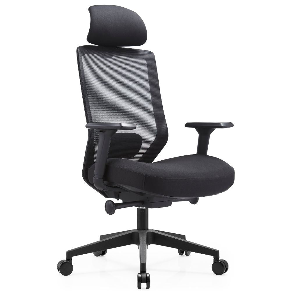 Silla ejecutiva GERSA MILU-A Nylon con respaldo en malla y base de nylon con rodajas.