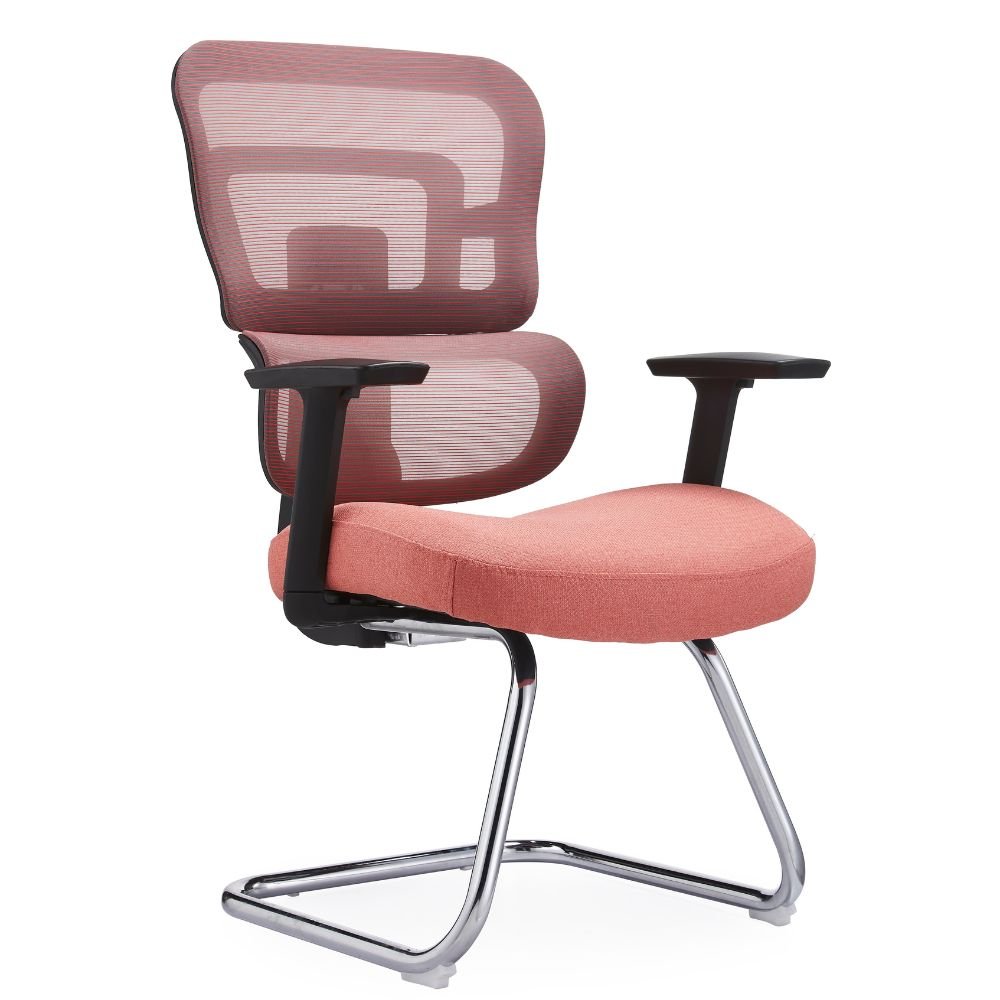 Silla de visita Gersa Zoe con respaldo en malla, brazos ajustables negros y base trineo cromada