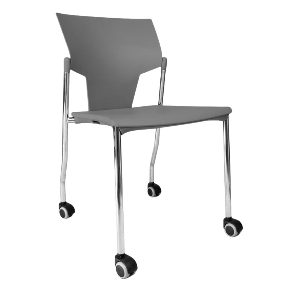 SILLA INFINITI AKTIVA CON RODAJAS | Silla con Rodajas para Sala Juntas Consutorio | Polipropileno | Interior - 102-06200-GRS - Infiniti - NOGAL BEAT - Sillas