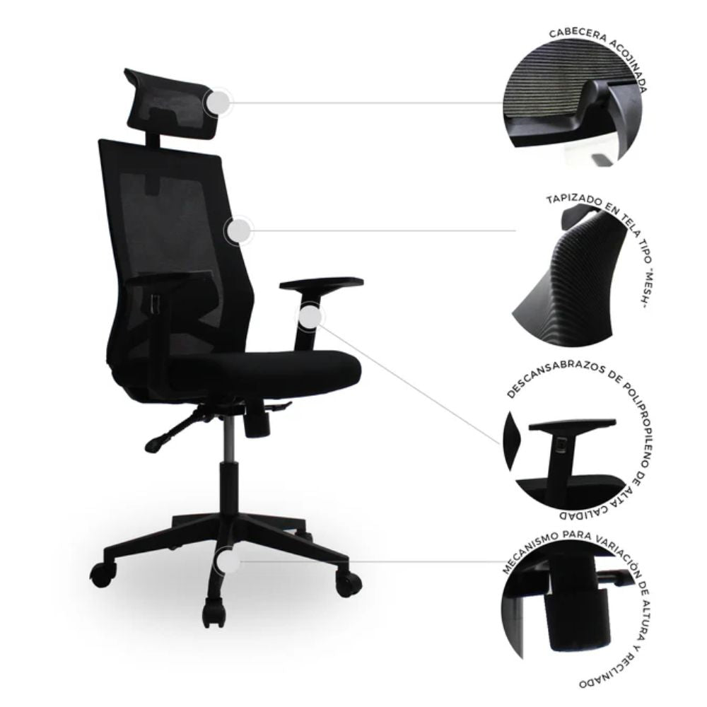 SILLA KINGSTRONG CARRARA 241A SILL0903731 | Silla Directiva Oficina Uso de Oficina | Giratoria | Tapizado Mesh | Interior - SILL0903731 - Mundo In - NOGAL BEAT - Sillas de oficina