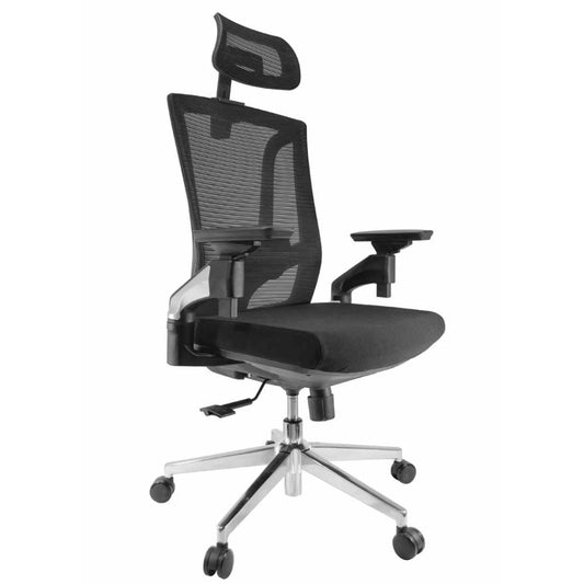 SILLA NOGAL BEAT E-11751 | Silla Gerencial | Asiento Poliuretano | Respaldo Cabecera Polipropileno | Descansabrazos | Base Metal | Tapiz Malla | Tela | Interior - E-11751 - GERSA - NOGAL BEAT - Sillas para oficina