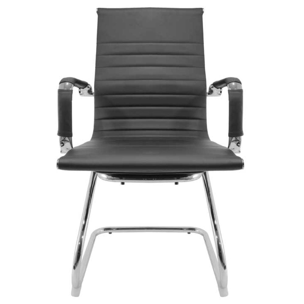 SILLA NOGAL BEAT E-3003 | Silla Directiva | Asiento Respaldo Hule Espuma | Descansabrazos Metal Vinipiel | Base Trineo | Tapiz Vinipiel | Estructura Metal | Interior - E-3003 - GERSA - NOGAL BEAT - Sillas para oficina
