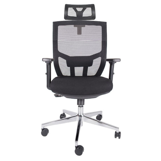 SILLA OFFIHO AIKO OHE - 705 NEGRO | Silla Operativa | Diseño Ergonómico | Respaldo Alto | Asiento Tapizado | Respaldo en Malla | Interior | Oficina Despacho Hogar - OHE - 705negro - OFFIHO - NOGAL BEAT - Sillas