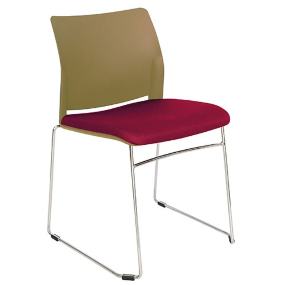 Silla de visita OFFIHO ALPHA OHV-107 con base trineo cromada, respaldo de polipropileno y asiento tapizado