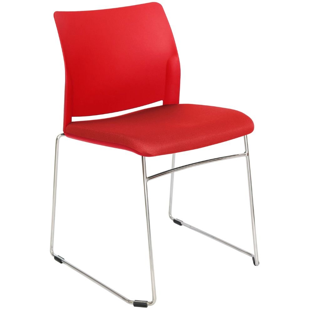 Silla de visita OFFIHO ALPHA OHV-107 con base trineo cromada, respaldo de polipropileno y asiento tapizado