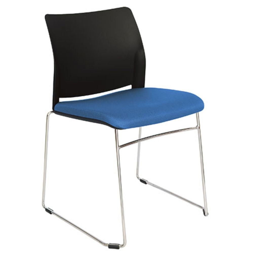 Silla de visita OFFIHO ALPHA OHV-107 con base trineo cromada, respaldo de polipropileno y asiento tapizado