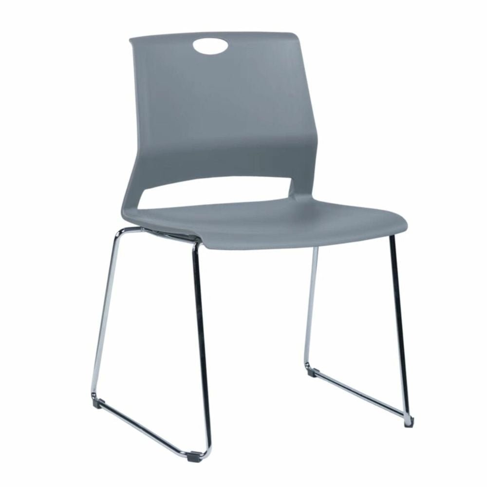 Silla de visita Ofik 1058 Volt de plástico apilable con base de patas en acero cromado