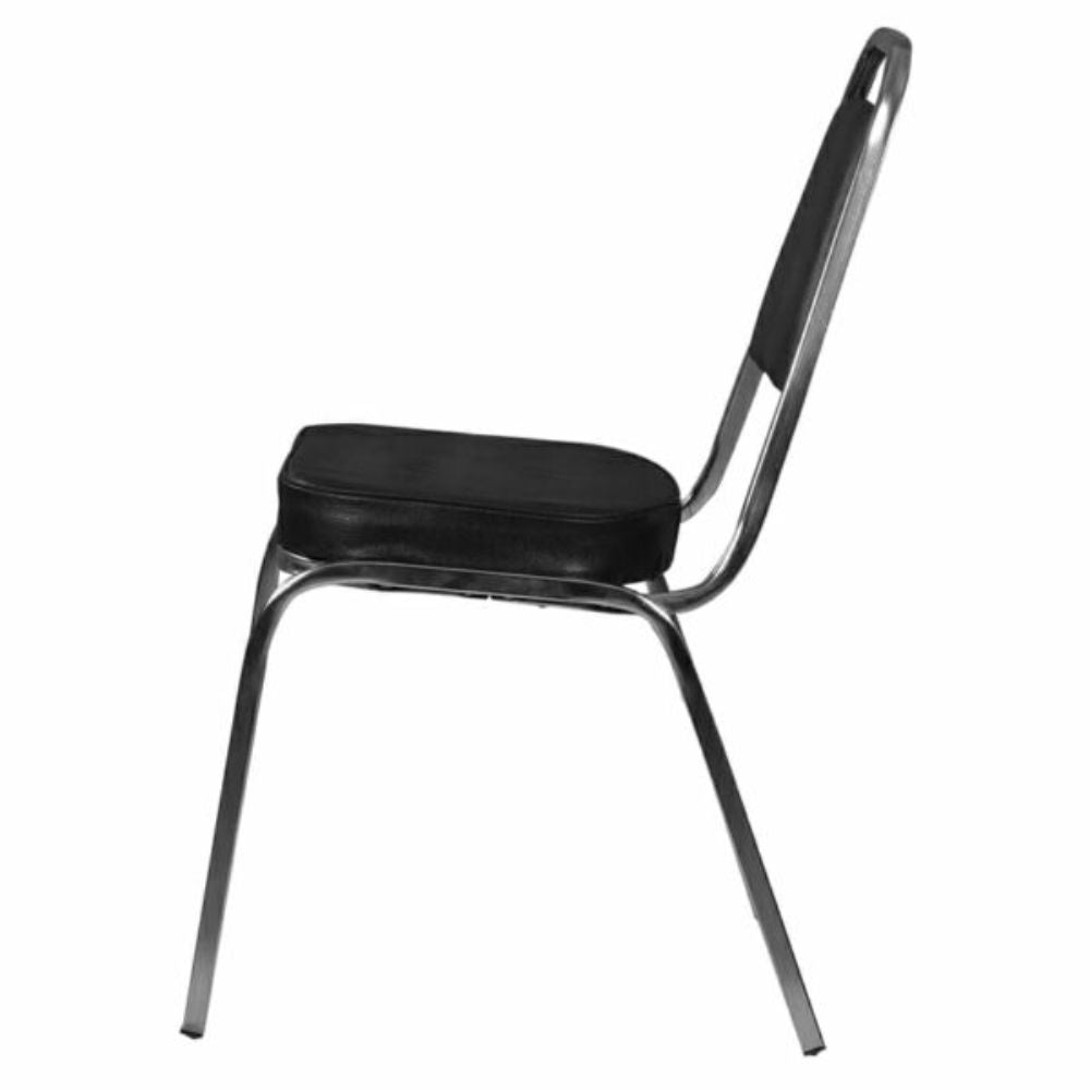 SILLA OFIK 363 | Silla Visita Banquetera 2000 | Vinil Negro | Estructura Tubular | Respaldo Asiento Tapizado | Base Cuatro Puntas Fijas | Acabados Cromo | Interior - 363 - OFIK - NOGAL BEAT - Sillas