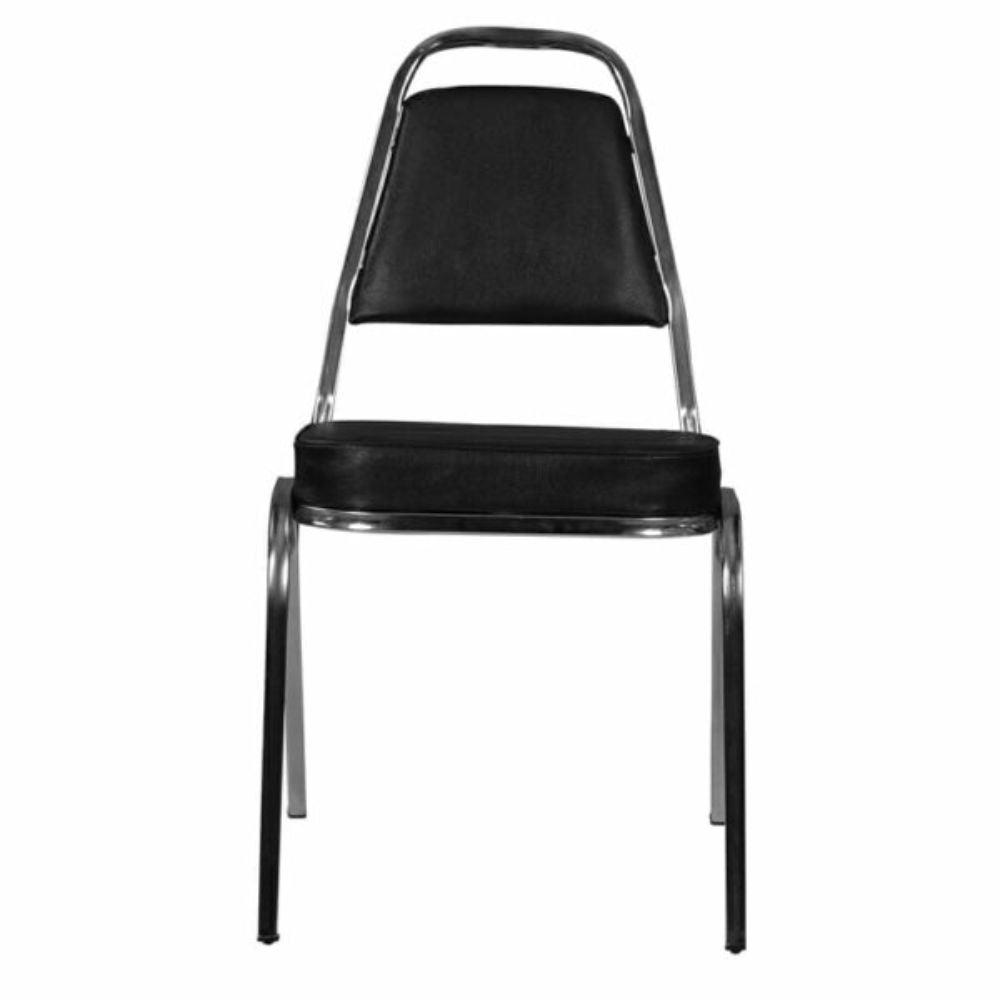 SILLA OFIK 363 | Silla Visita Banquetera 2000 | Vinil Negro | Estructura Tubular | Respaldo Asiento Tapizado | Base Cuatro Puntas Fijas | Acabados Cromo | Interior - 363 - OFIK - NOGAL BEAT - Sillas