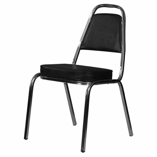 SILLA OFIK 363 | Silla Visita Banquetera 2000 | Vinil Negro | Estructura Tubular | Respaldo Asiento Tapizado | Base Cuatro Puntas Fijas | Acabados Cromo | Interior - 363 - OFIK - NOGAL BEAT - Sillas
