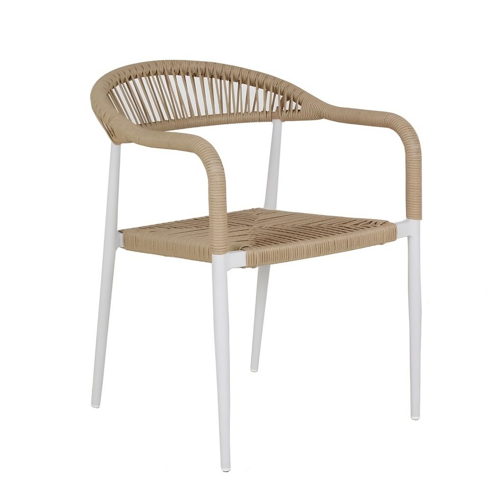 Silla Nogal Beat Huatulco tejida en fibra sintética con estructura de aluminio, varios colores