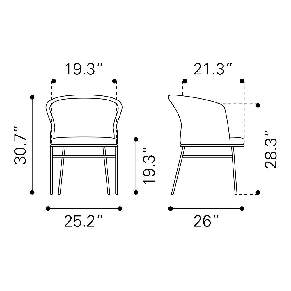 Silla para Terraza y Alberca - ZUO FREYCINET - Varios Colores - Asiento y Respaldo Tapizados con Tela para Exterior - 703987 - Zuo - NOGAL BEAT - Silla de Terraza