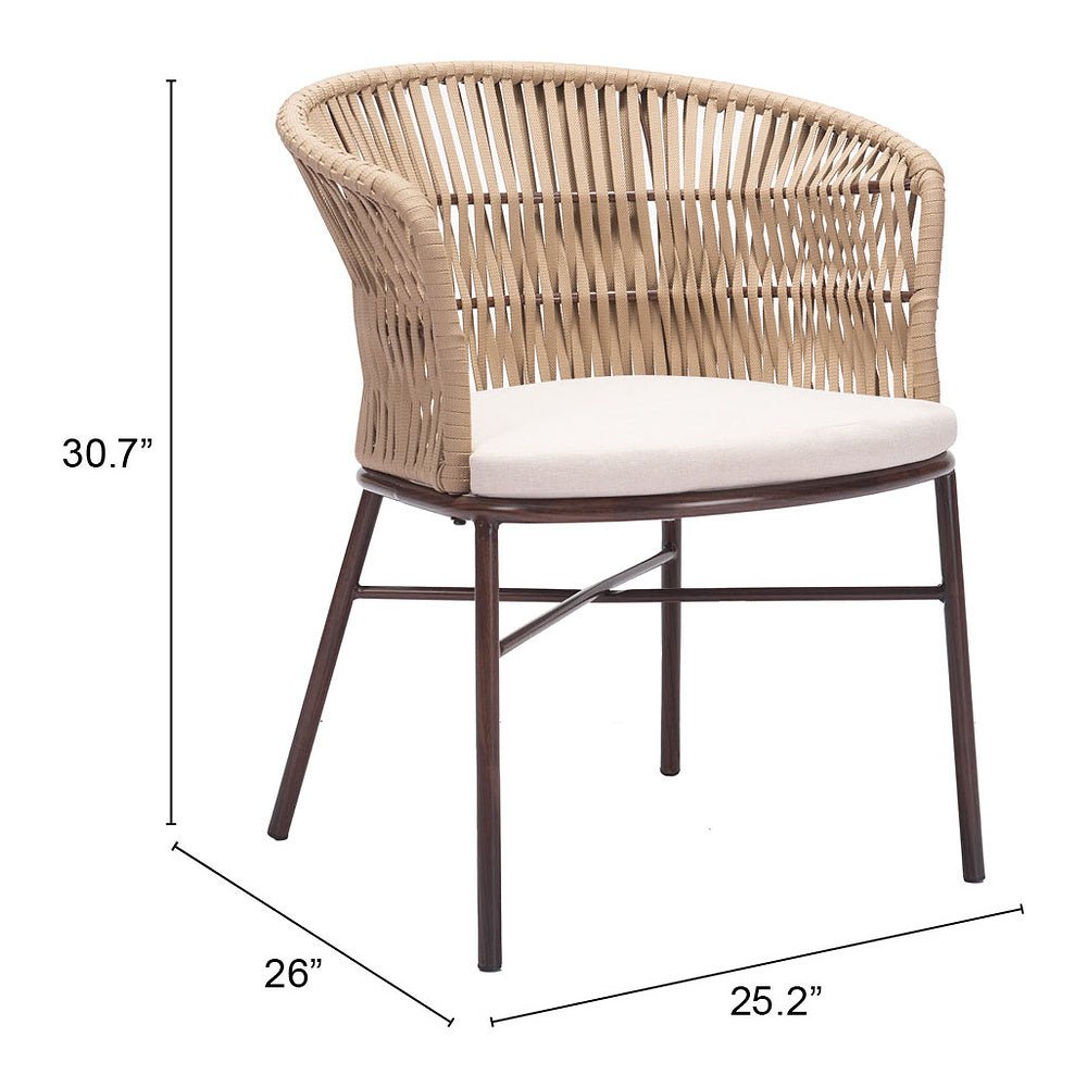 Silla para Terraza y Alberca - ZUO FREYCINET - Varios Colores - Asiento y Respaldo Tapizados con Tela para Exterior - 703988 - Zuo - NOGAL BEAT - Silla de Terraza