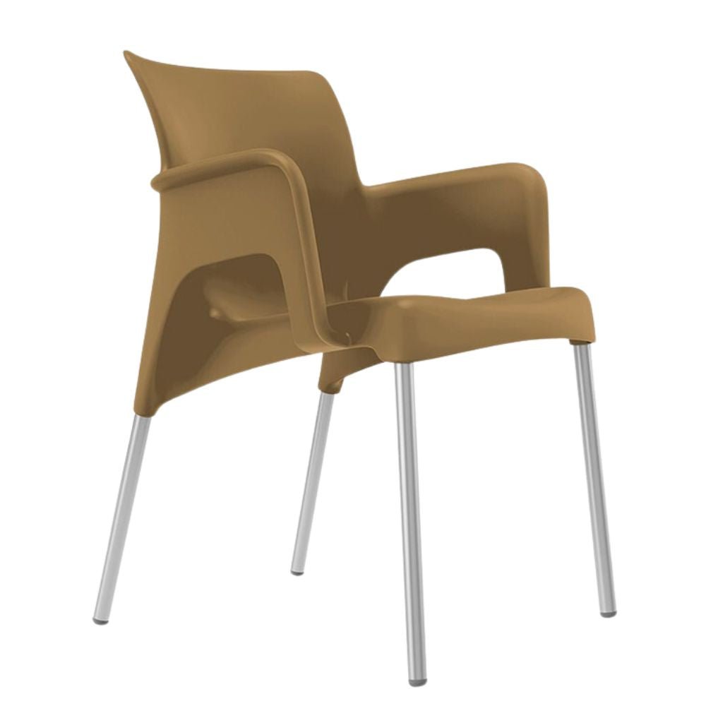 SILLA RESOL SUN | Silla Ocasional para Cafetería Jardín | Inyectado Polipropileno | Protección UV | Interior + Exterior - 03515 - Resol - NOGAL BEAT - silla