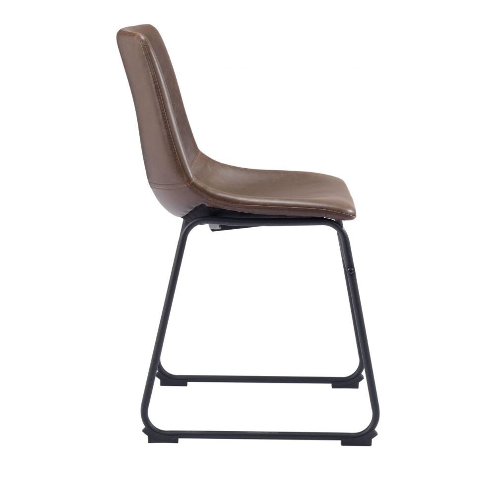 SILLA ZUO VINTAGE ESPRESSO | Silla para Comedor | Base Trineo Acero Negro | Marrón | Piel Sintética 100% Poliuretano | Interior - 100505 - Zuo - NOGAL BEAT - Sillas