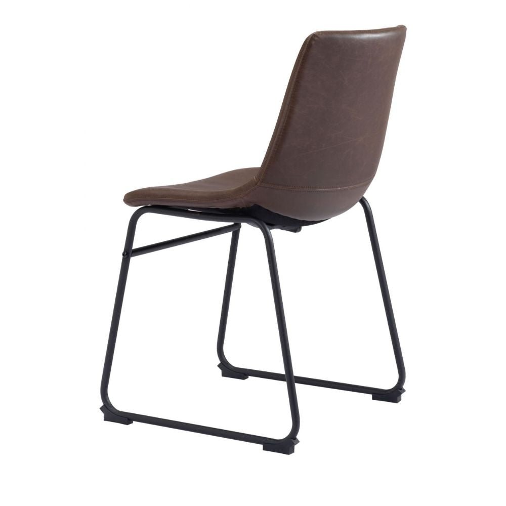 SILLA ZUO VINTAGE ESPRESSO | Silla para Comedor | Base Trineo Acero Negro | Marrón | Piel Sintética 100% Poliuretano | Interior - 100505 - Zuo - NOGAL BEAT - Sillas