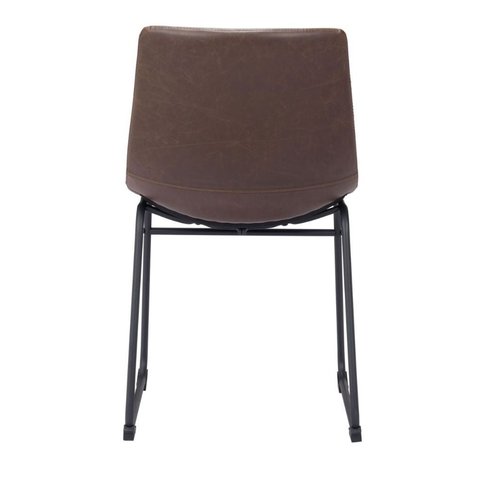 SILLA ZUO VINTAGE ESPRESSO | Silla para Comedor | Base Trineo Acero Negro | Marrón | Piel Sintética 100% Poliuretano | Interior - 100505 - Zuo - NOGAL BEAT - Sillas