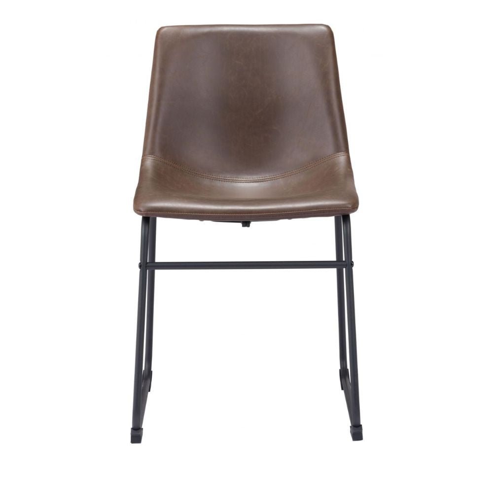 SILLA ZUO VINTAGE ESPRESSO | Silla para Comedor | Base Trineo Acero Negro | Marrón | Piel Sintética 100% Poliuretano | Interior - 100505 - Zuo - NOGAL BEAT - Sillas