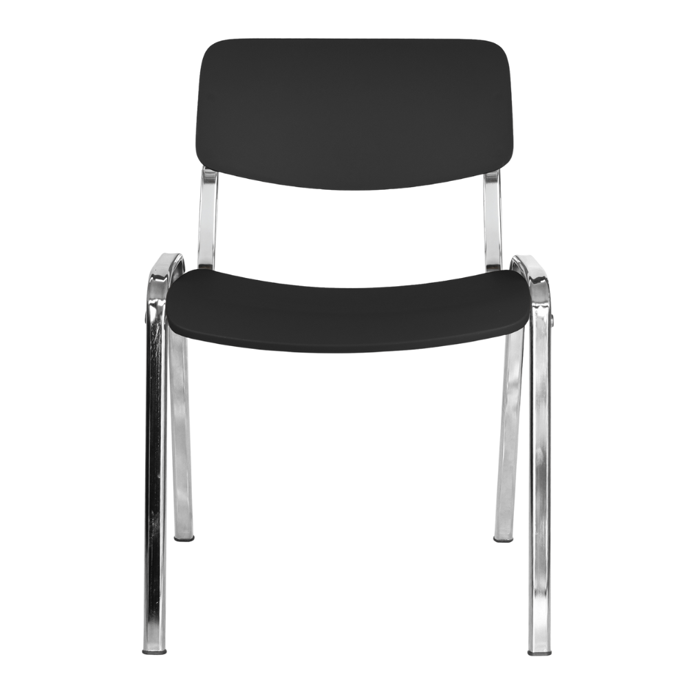 Silla de visita OFFIHO MILK OHV-66CR apilable con asiento y respaldo en polipropileno y base de acero
