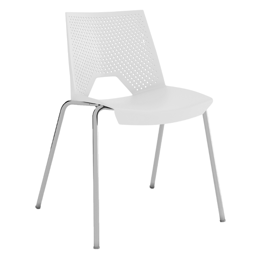 Silla de visita OFFIHO STRIKE OHV-13 apilable de polipropileno con respaldo perforado y estructura cromada