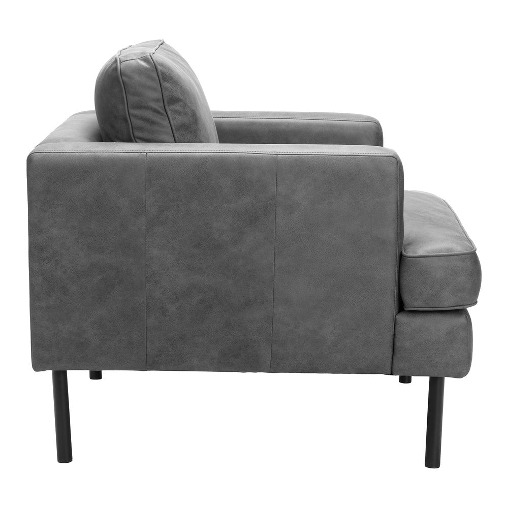 Sillón con Descansabrazos para Área de Descanso - ZUO DECADE - Vintage Gris - Asiento y Respaldo Tapizados en Piel Sintética - 109903 - Zuo - NOGAL BEAT - Sillón Ocasional