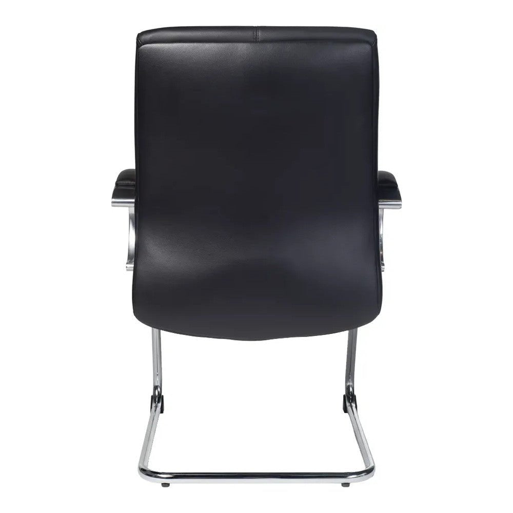 Sillón de Oficina de Visita Respaldo Medio - VERSA ALTUS AVANTI VISITANTE - Estructura Aluminio - Asiento y Respaldo Tapizado en Piel Espuma Pu - AL-255 - VERSA - NOGAL BEAT - Silla de Visita
