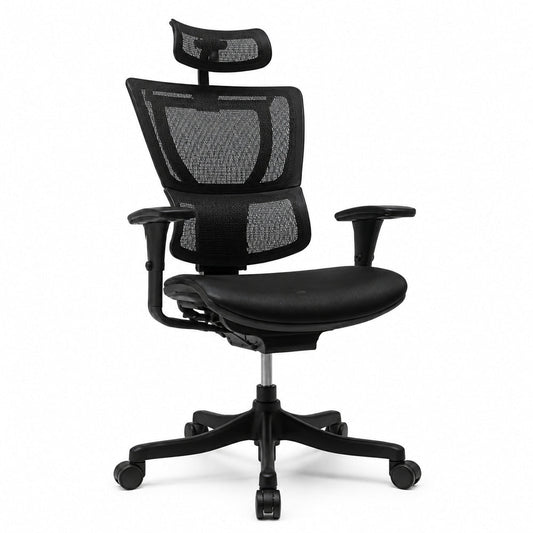 Sillón de Oficina Ejecutivo Respaldo Alto con Cabecera Ajustable - VERSA ALTUS STELLA - Estructura Aluminio - Asiento y Respaldo en Malla con Soporte Lumbar - AL-2519 - VERSA - NOGAL BEAT - Silla Ejecutiva
