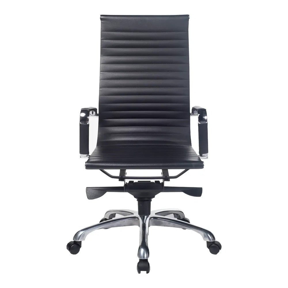 Sillón de Oficina Ejecutivo Respaldo Alto - VERSA ALTUS - Estructura Aluminio - Asiento y Respaldo Tapizado en Pu Negro - AL-651N - VERSA - NOGAL BEAT - Silla Directiva
