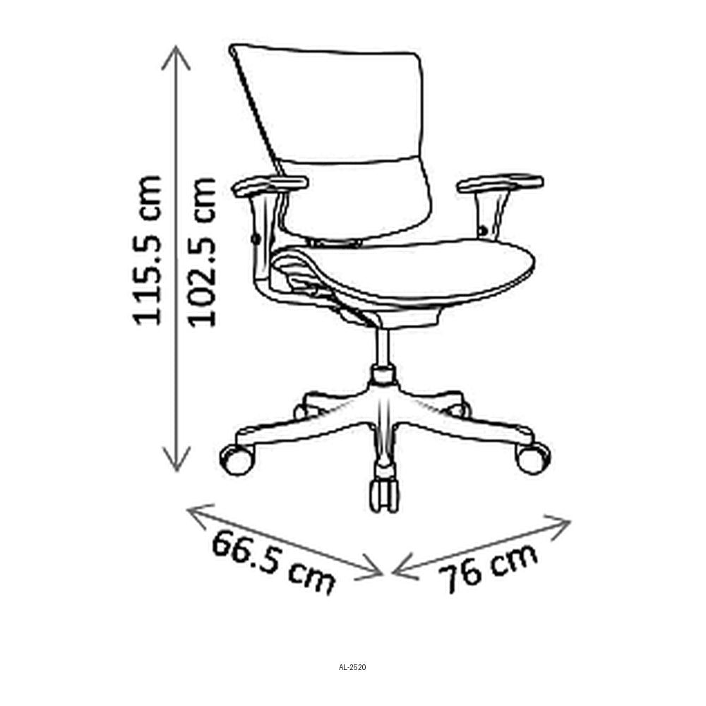 Sillón de Oficina Ejecutivo Respaldo Medio - VERSA ALTUS - Estructura Aluminio - Asiento y Respaldo en Malla con Soporte Lumbar y Mecanismo Synchro 1 Palanca - AL-2520 - VERSA - NOGAL BEAT - Silla Ejecutiva