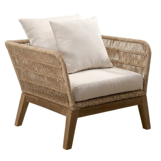 Sillón de Terraza para Cafetería - NOGAL BEAT AMORA - Beige - Teca, Aluminio y Polyrattan - SILLÓN AMORA Beige - CAMCO - NOGAL BEAT - Sofá de Terraza