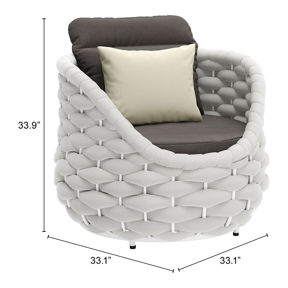 Sillón de Terraza para Zona de Jardín - ZUO CORAL REEF - Gris - Asiento y Respaldo Tapizados con Tela para Exterior - 704025 - Zuo - NOGAL BEAT - Sofá de Terraza