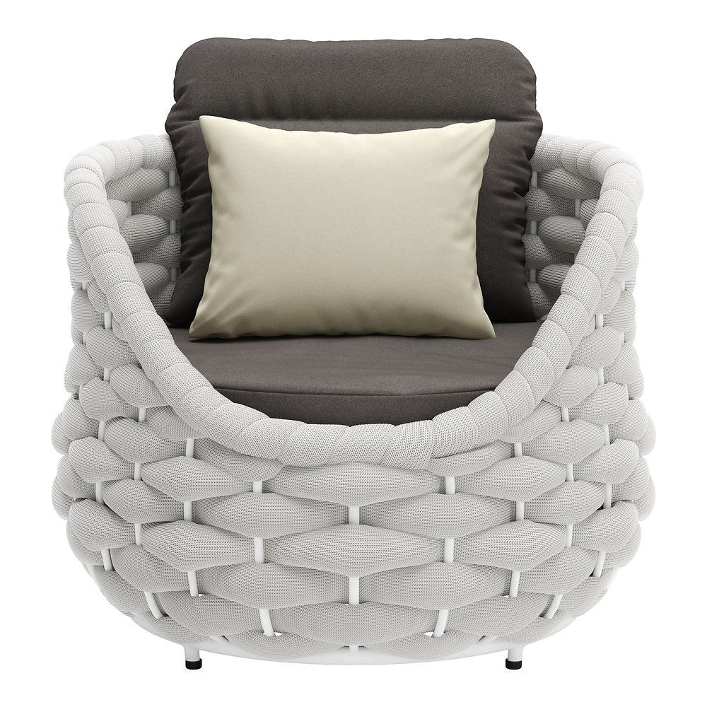 Sillón de Terraza para Zona de Jardín - ZUO CORAL REEF - Gris - Asiento y Respaldo Tapizados con Tela para Exterior - 704025 - Zuo - NOGAL BEAT - Sofá de Terraza