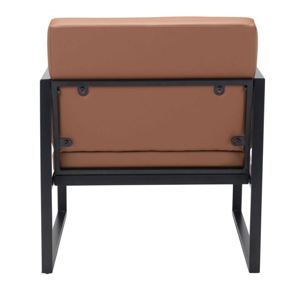 SILLÓN NOGAL BEAT CLAREMONT | Sillón para Sala de Estar | Base Acero Recubriento en Polvo | Marrón | Piel Sintética 100% Poliuretano Madera Contrachapada | Interior - 101935 - Zuo - NOGAL BEAT -