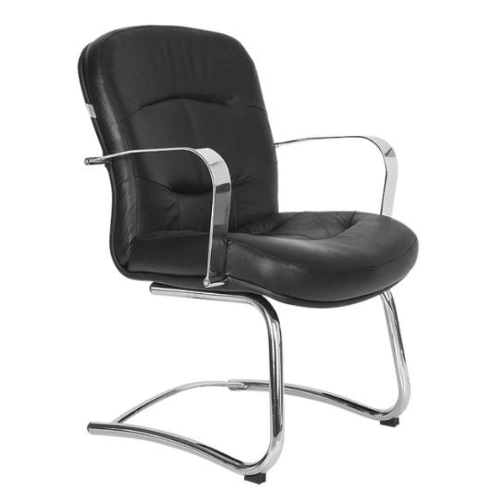 SILLÓN NOGAL BEAT E - 120 | Sillón Visitante para Oficina Sala de Espera | Base Tubular Cromada | Tapiz Piel Hule Espuma | Interior - E - 120 - ALBAR - NOGAL BEAT - Sillon